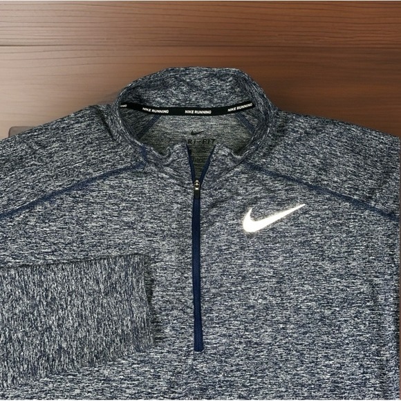 Nike Running Dri-FIT 1/4 Zip Pullover Men M Long Sleeve Top Reflective Stretch - Picture 1 of 8